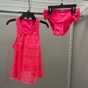 Pink Lace Kids Swim Bikini Set